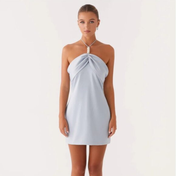 Peppermayo Cecelia Blue Mini Halter Dress - Picture 1 of 6